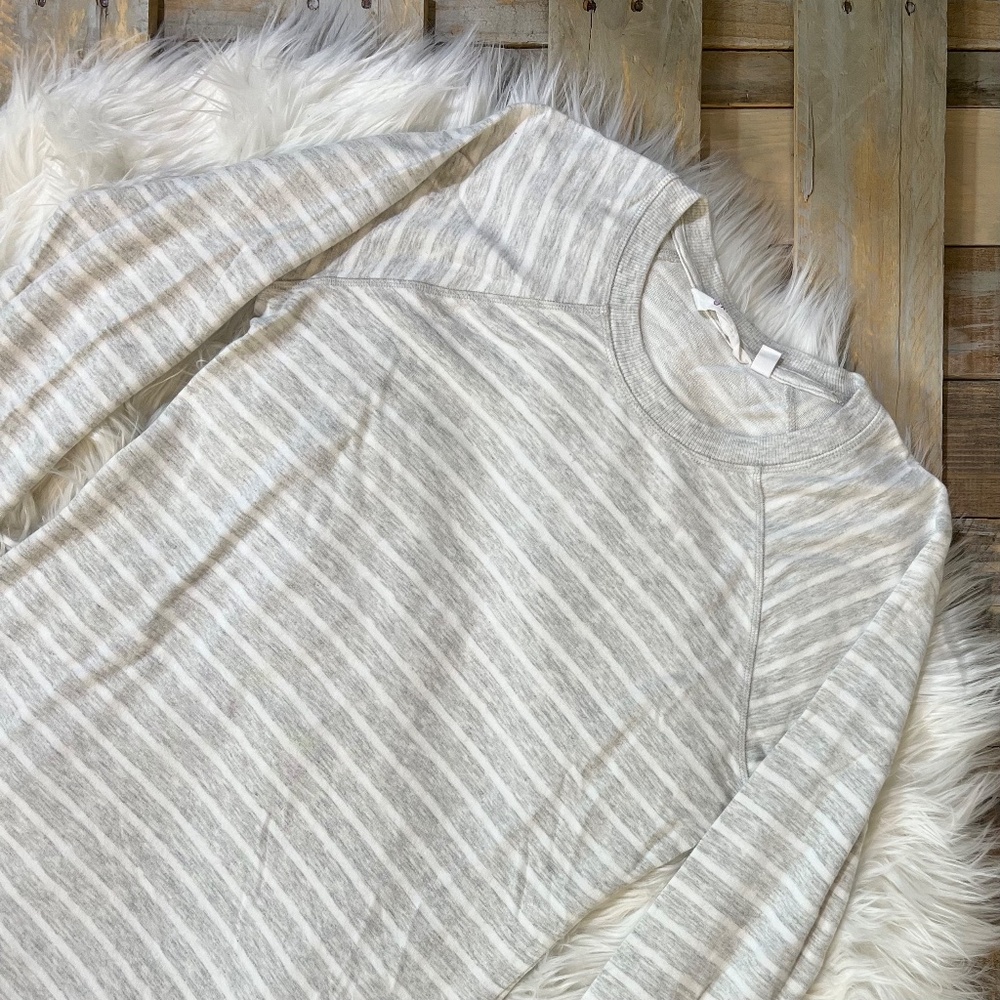 EUC. [Athleta] Grey & White <Criss Cross> Soft Striped + Tulip Hem Dress | Small - Picture 12 of 13